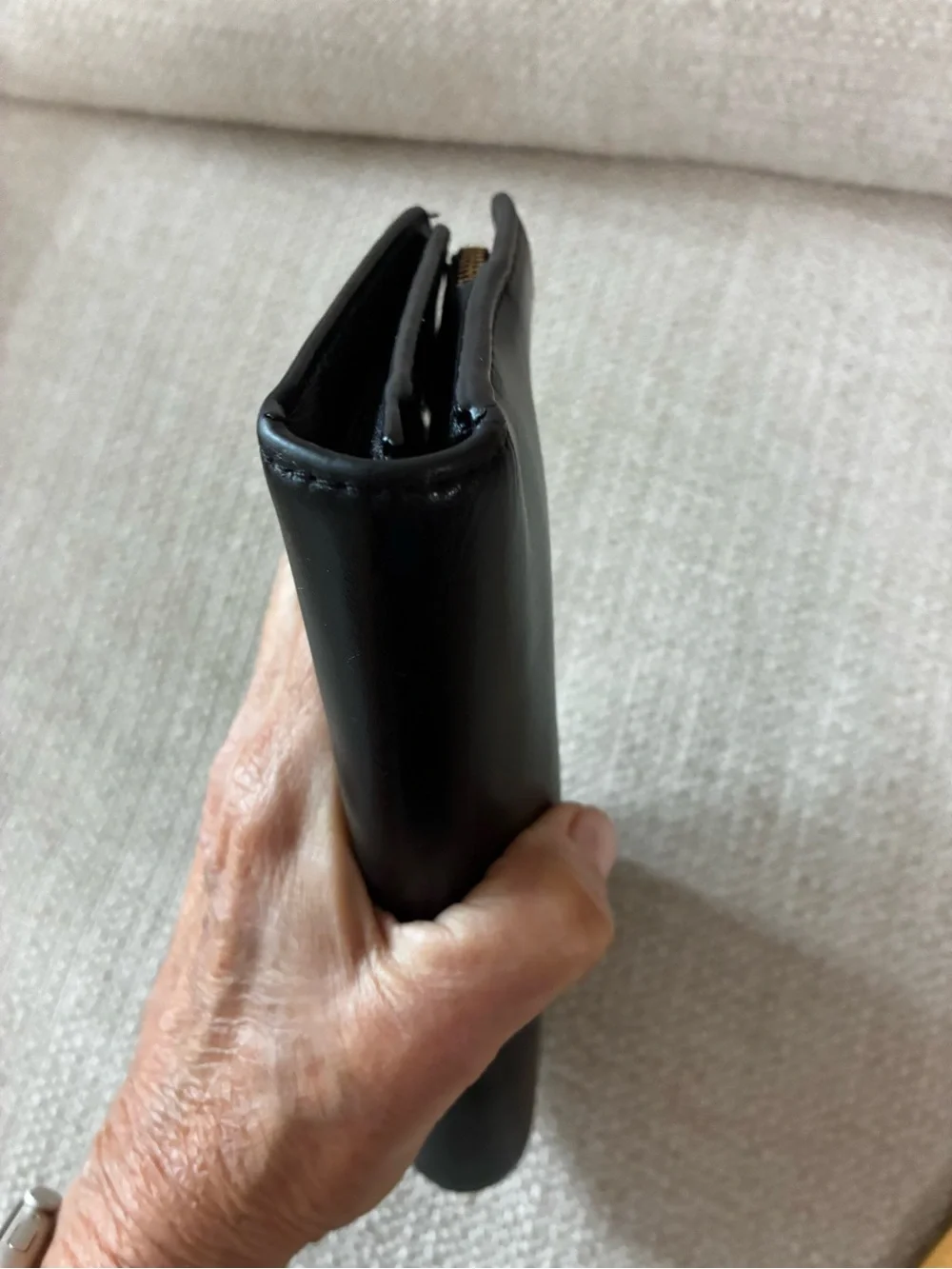 Coach Black Smooth Leather Accordion Zip Continental Wallet
